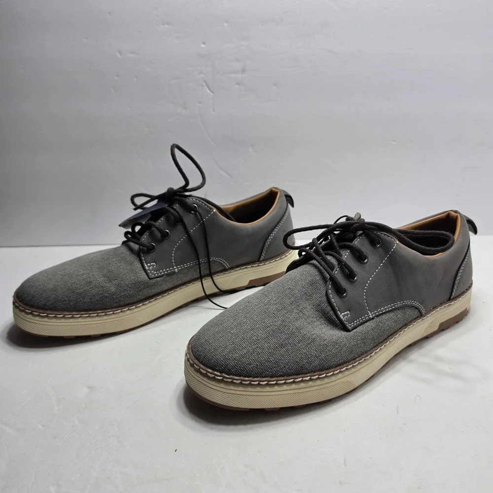 St Johns Bay Jacob Mens Grey Canvas Oxford Memory Foam Shoes 10.5M 016-1403